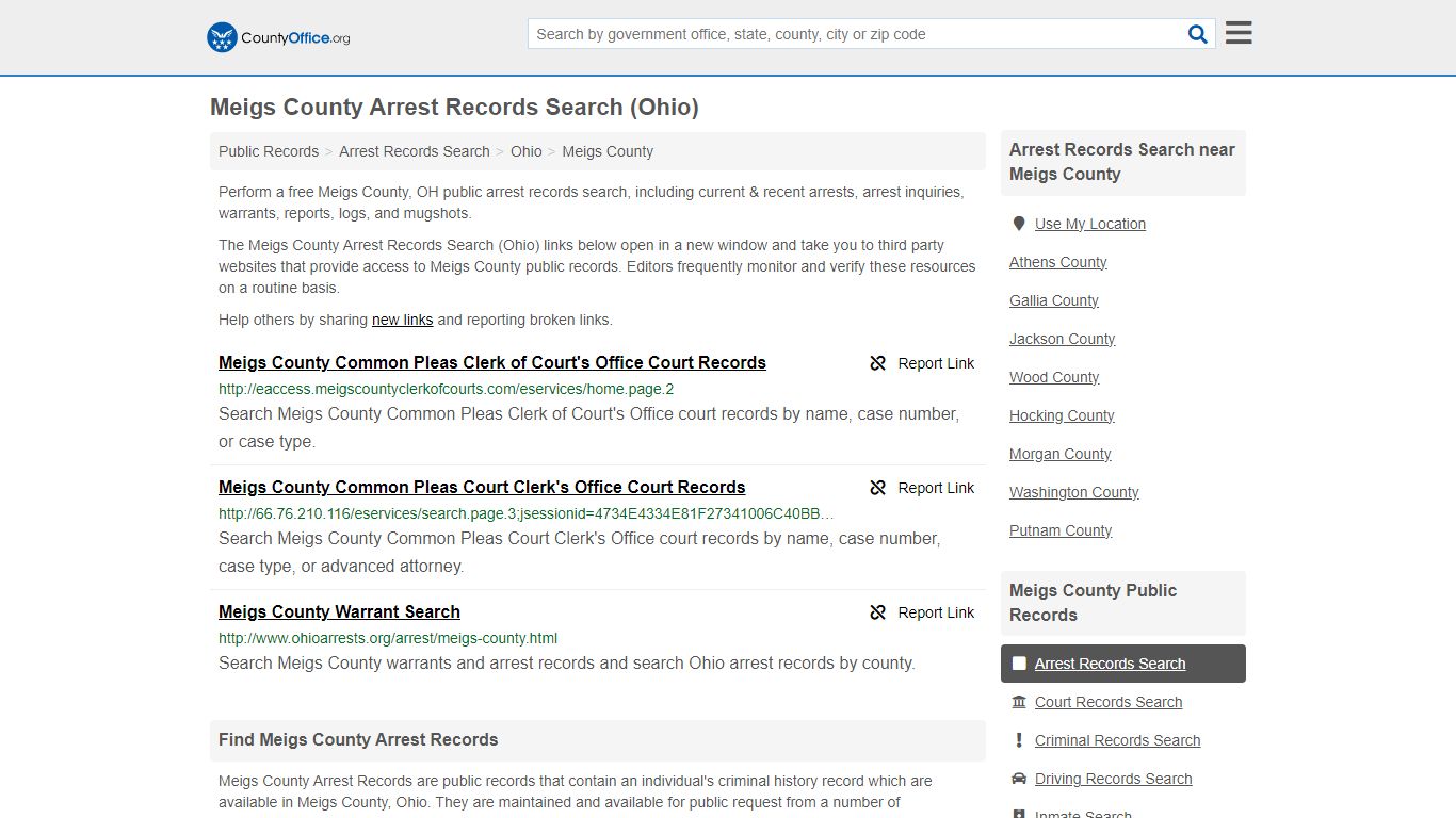 Arrest Records Search - Meigs County, OH (Arrests & Mugshots)
